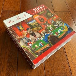Animals playing cards 1000 piece jigsaw puzzle